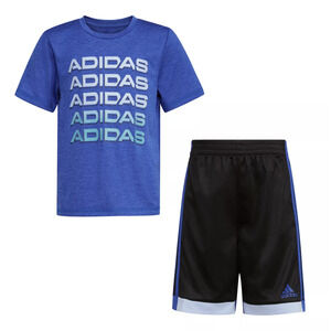 Adidas Polyester Melange Short Sleeve T-shirt and Elastic Waist